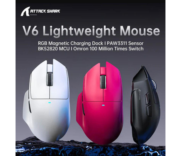 Attack Shark V6 Ultra-Light Tri-Mode biała - 1472679 - zdjęcie 5
